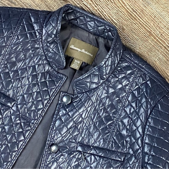 Tommy Bahama Jacket M Blue Quilted Button Front Nylon Lined Lightweight Coat - Picture 3 of 10